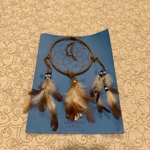 NWOT St. Joseph’s Indian School Brown and White Dreamcatcher with Feathers